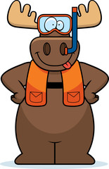 Cartoon Moose Snorkeling