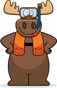 recommend clip art: Cartoon Moose Snorkeling