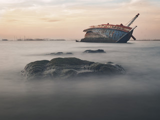 Sunken ship in Thailand sea