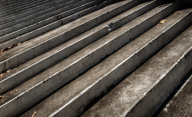 Closeup of grey stairs with perspective