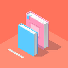 Isometric book icon in flat design style.