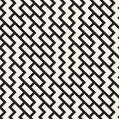 Irregular Maze Shapes Tiling Contemporary Graphic Design. Vector Seamless Black and White Pattern