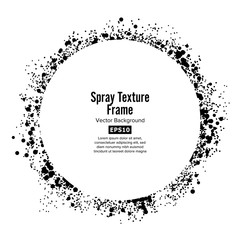 Fototapeta na wymiar Spray Texture Frame Vector. Circle Isolated On White Background
