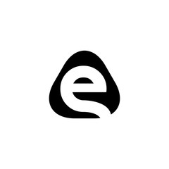 Letter E Rounded Triangle Shape Icon Lowercase Logo