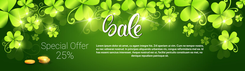 Saint Patrick Day Beer Festival Special Offer Discount Sale Banner Flat Vector Illustration