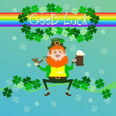 Saint Patrick Day Beer Festival Banner Greeting Card Flat Vector Illustration