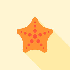 Cute Starfish icon, flat design vector with long shadow