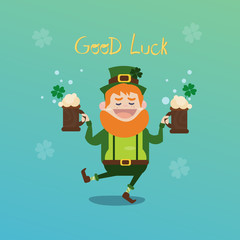 Saint Patrick Day Beer Festival Banner Greeting Card Flat Vector Illustration