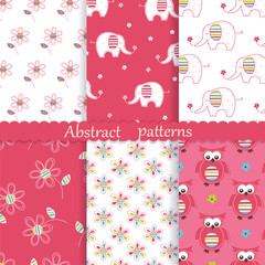 Set of baby cute seamless patterns