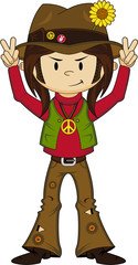 Cute Cartoon Hippie Boy - 138225192