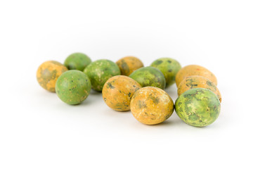 Quail eggs isolated on white background studio shot