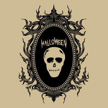 Naklejki vintage hand draw frame halloween stickers vector illustration