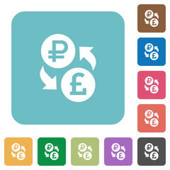 Ruble Pound money exchange rounded square flat icons