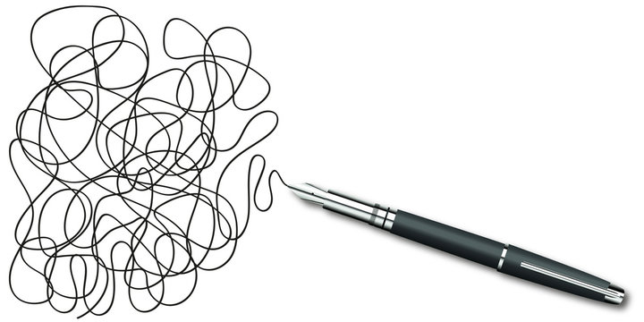 Stylo Plume - &eacute;criture - &eacute;crire, gribouillis - Trait