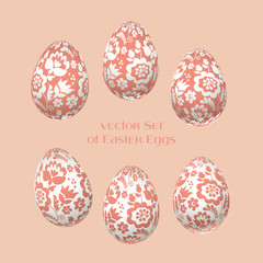 pale rosy Easter egg decoration vector illustration. floral folk-style decor on christian resurrection symbol. spring life icon in simple decorative style