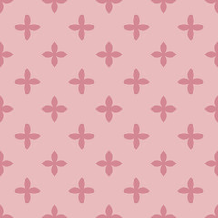 Abstract vector seamless pattern mosaic of black four leaf blooms in diagonal arrangement on white background. Simple flat natural design wallpaper.