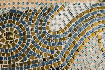 Phetchabun, Thailand - February 23.2017: Buddha statues and colored foot path colorful glass stacked in Wat Pha Kaew, Khao Kho, Phetchabun at Thailand.