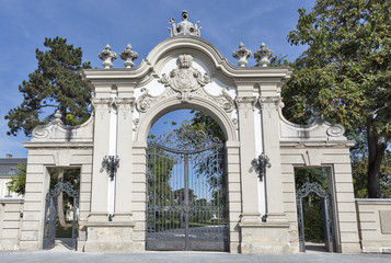 Fototapeta na wymiar Festetics Palace entrance gate. Keszthely, Hungary.
