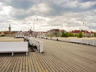 Fotobehang De Oostzee, Sopot, Polen Houten pier ter ondersteuning.