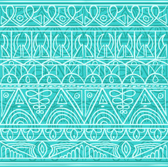 Blue boho ethnic ornament. Tribal stripes seamless pattern