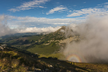 Montain landscape with Brocken spectre. Tatry.