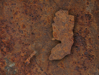 Karte von Palästina auf rostigem Metall