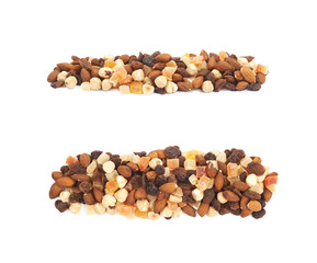 Nuts and dried fruits mix isolated