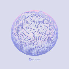 Sphere with Connected Lines and Dots. Networks.