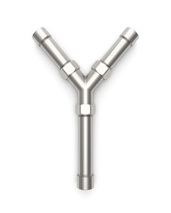  Alphabet made of Metal pipe, letter Y. 3D illustration