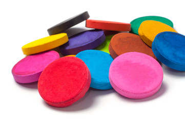 Color paint, colored watercolor in round briquettes tablets