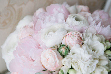 beautiful and delicate wedding bouquet of flowers for the bride