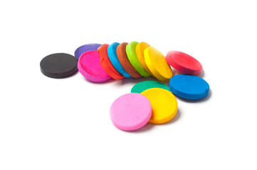Color paint, colored watercolor in round briquettes tablets