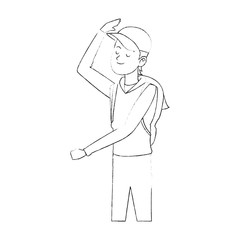 happy handsome young man with baseball hat  icon image vector illustration design 