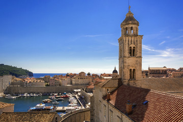 Fototapeta na wymiar Dubrovnik Old Town marina view from City Walls