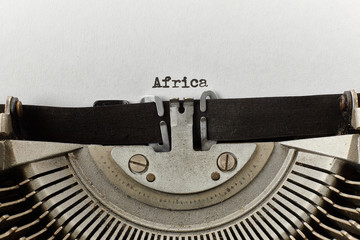 Africa typed words on a vintage typewriter