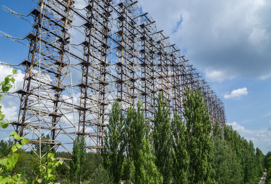 Soviet radar DUGA 3 near Chernobyl ghost town at Ukraine