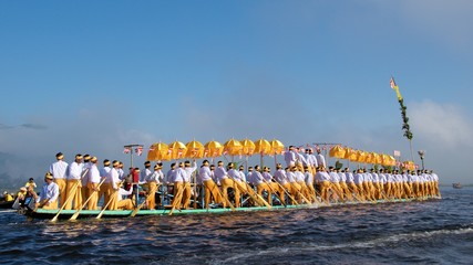 Inle Lake, Myanmar - October 2015; Pilgrims celebrating Pagoda Festival on Inle Lake, Myanmar
