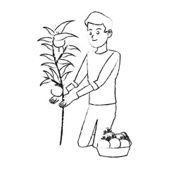 happy man with plant icon image vector illustration design 