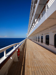 Wooden cruise ship deck.