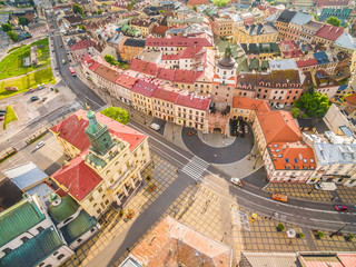 Lublin - stare miasto z lotu ptaka. Brama krakowska - widok z powietrza. © art08