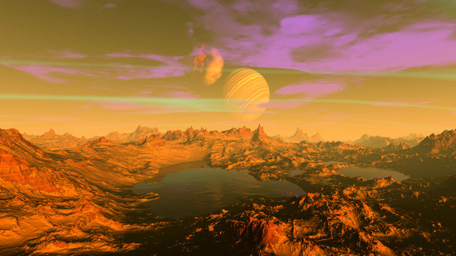 Fantasy alien planet. 3D illustration