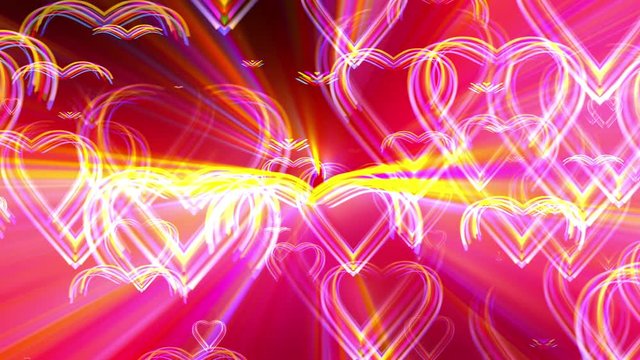 Glowing Striped Heart Reveal Light Ray Loop