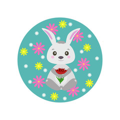 Spring rabbit with flowers
