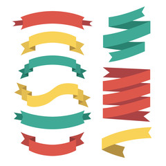 Obraz premium Vector set of different ribbons in flat style.