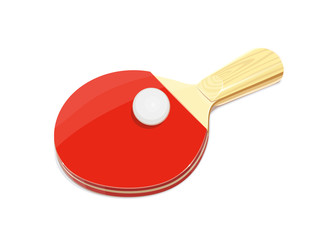 Table tennis racket and ball