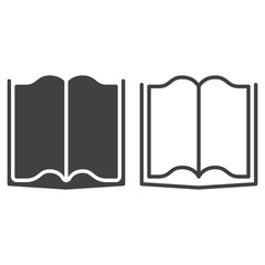 book line icon, outline and solid vector sign, linear and full pictogram isolated on white, logo illustration