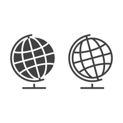 globe line icon, outline and solid vector sign, linear and full pictogram isolated on white, logo illustration