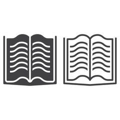 book line icon, outline and solid vector sign, linear and full pictogram isolated on white, logo illustration