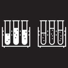test tubes line icon, lab outline and solid vector sign, linear and full pictogram isolated on black, logo illustration