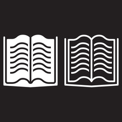 book line icon, outline and solid vector sign, linear and full pictogram isolated on black, logo illustration